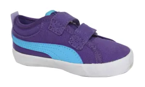 Puma 2 Straps Kids Lo Trainers Purple Blue Hook and Loop 356014 03 B32D