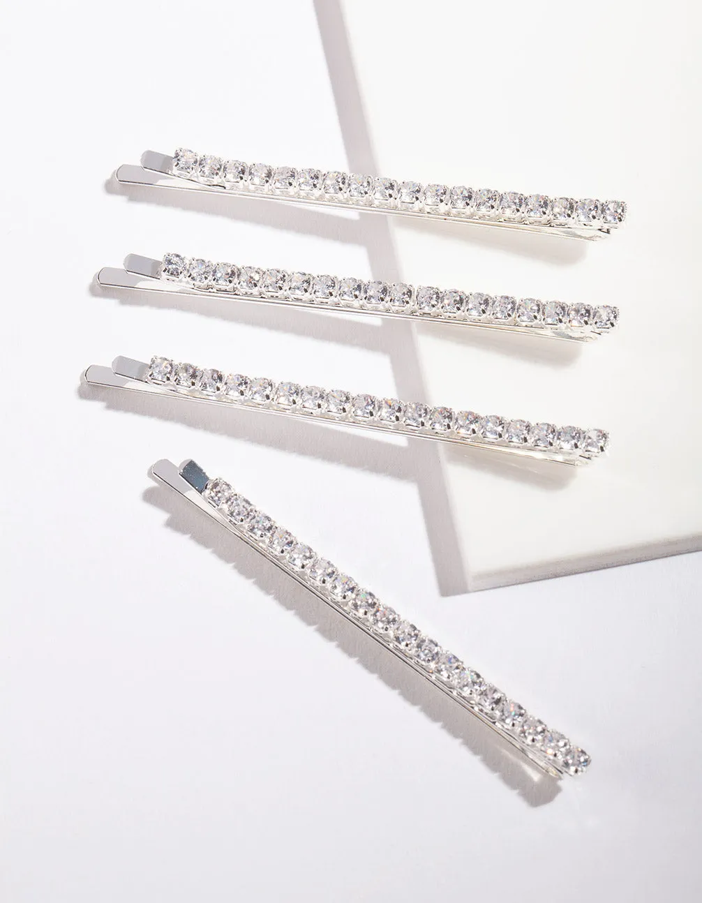 Silver Cubic Zirconia Clip 4-Pack