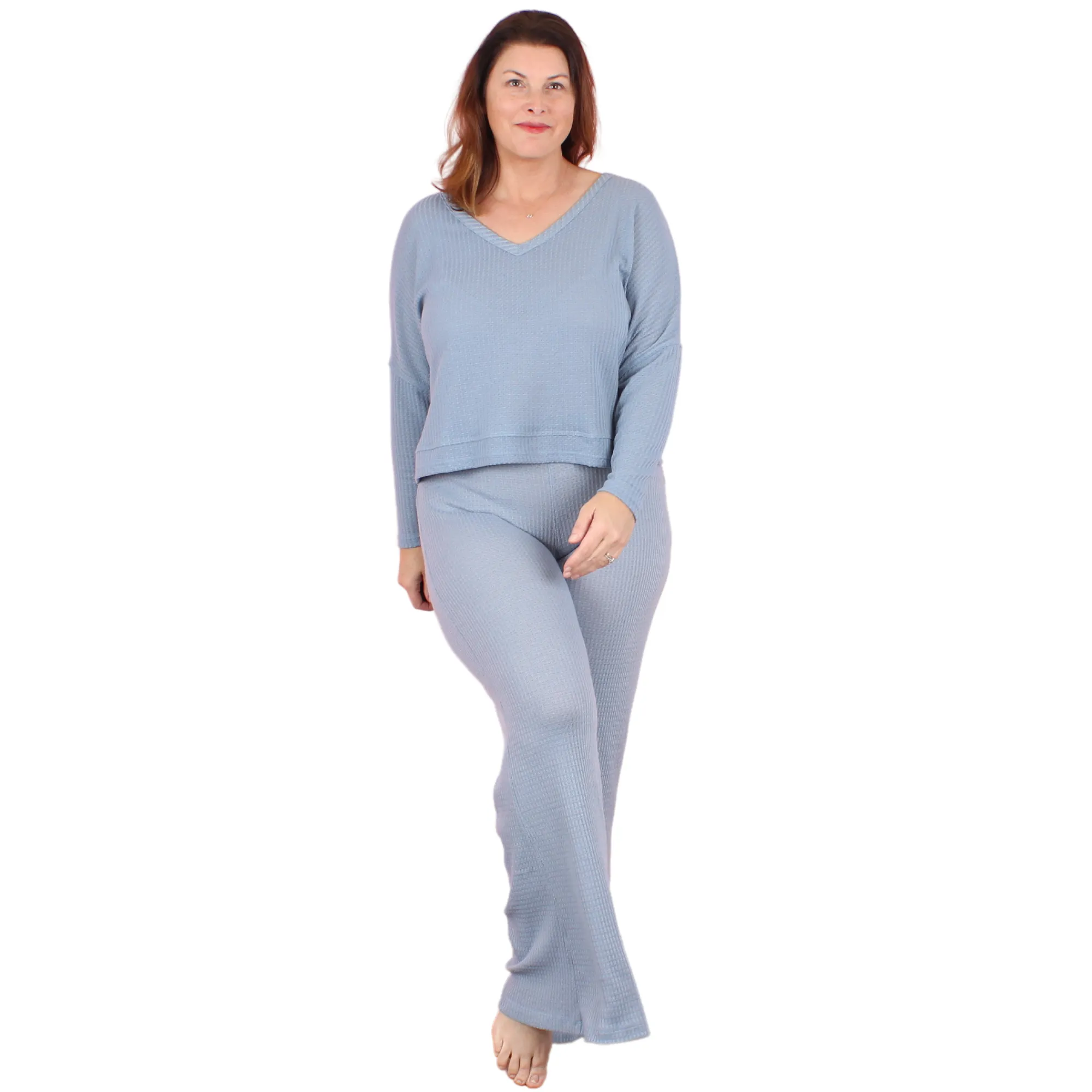 Soft and Cozy Waffle Lounge Set | Dusty Blue