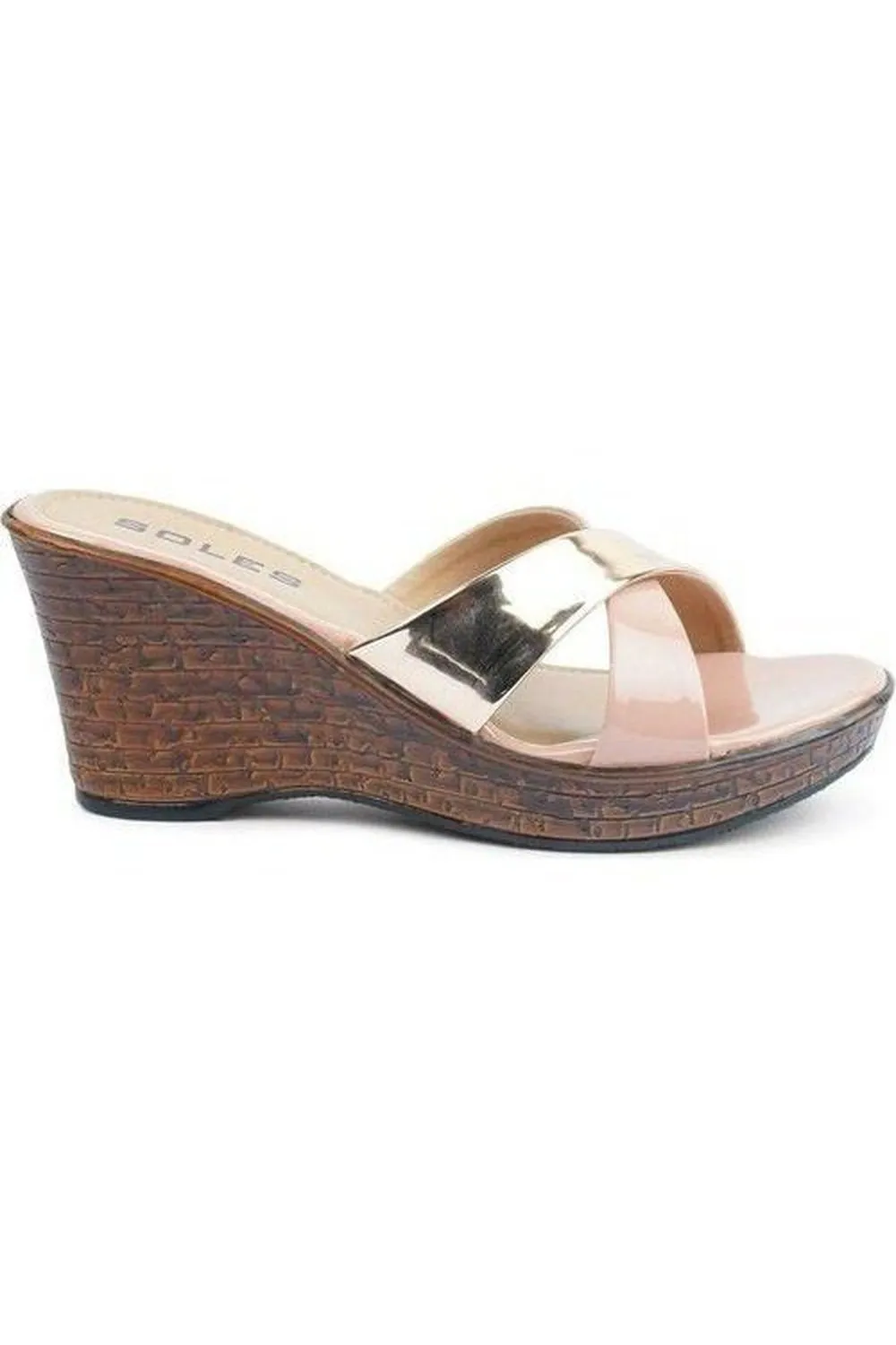 SOLES Pink Rose Gold Wedges - Feminine & Chic Footwear