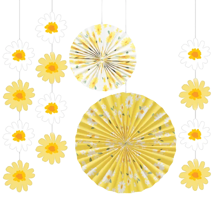 Sweet Daisy Paper Fan Kit | 5 pcs