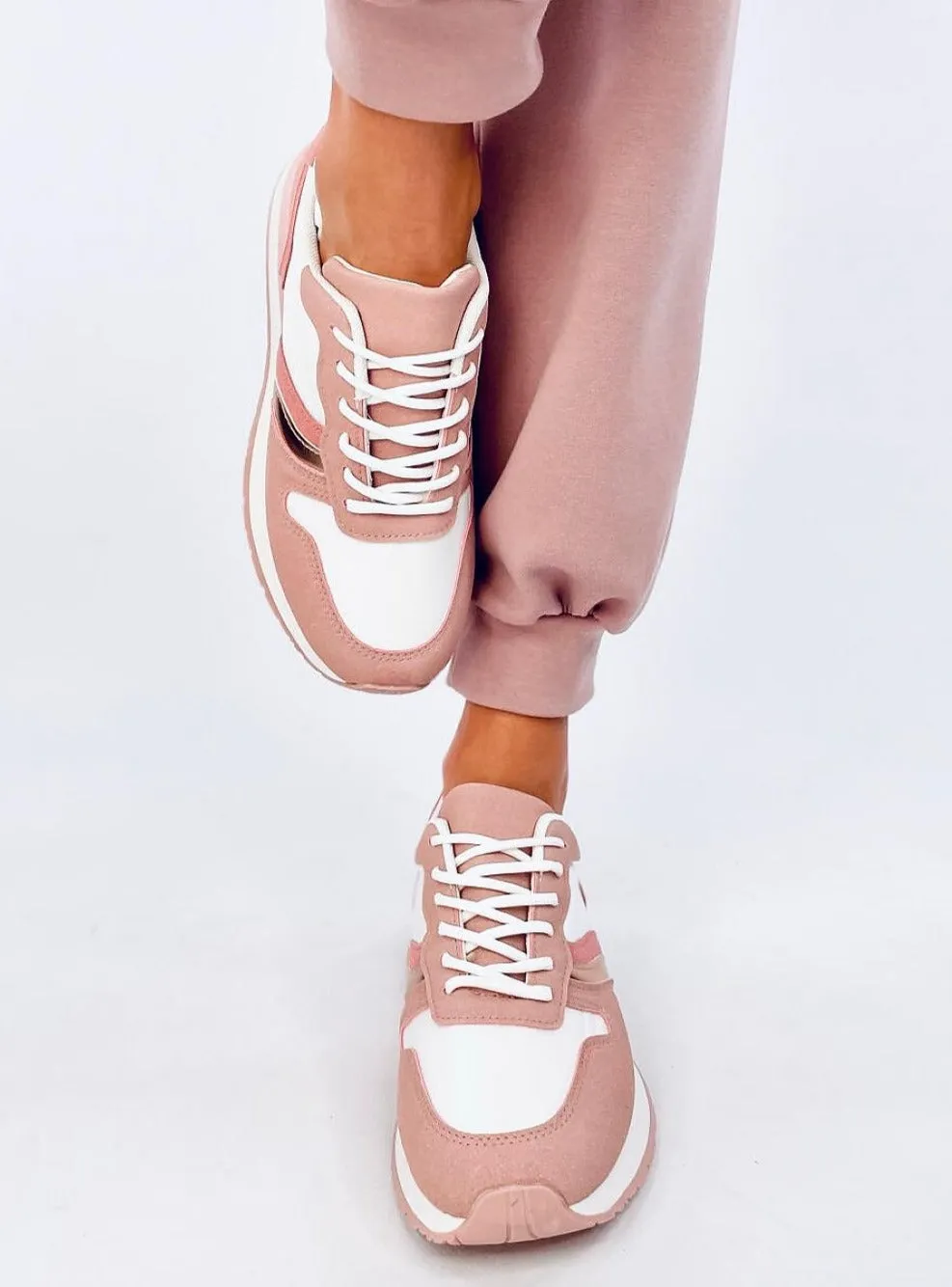 TEEK - Pink White Gold Laced Sneakers