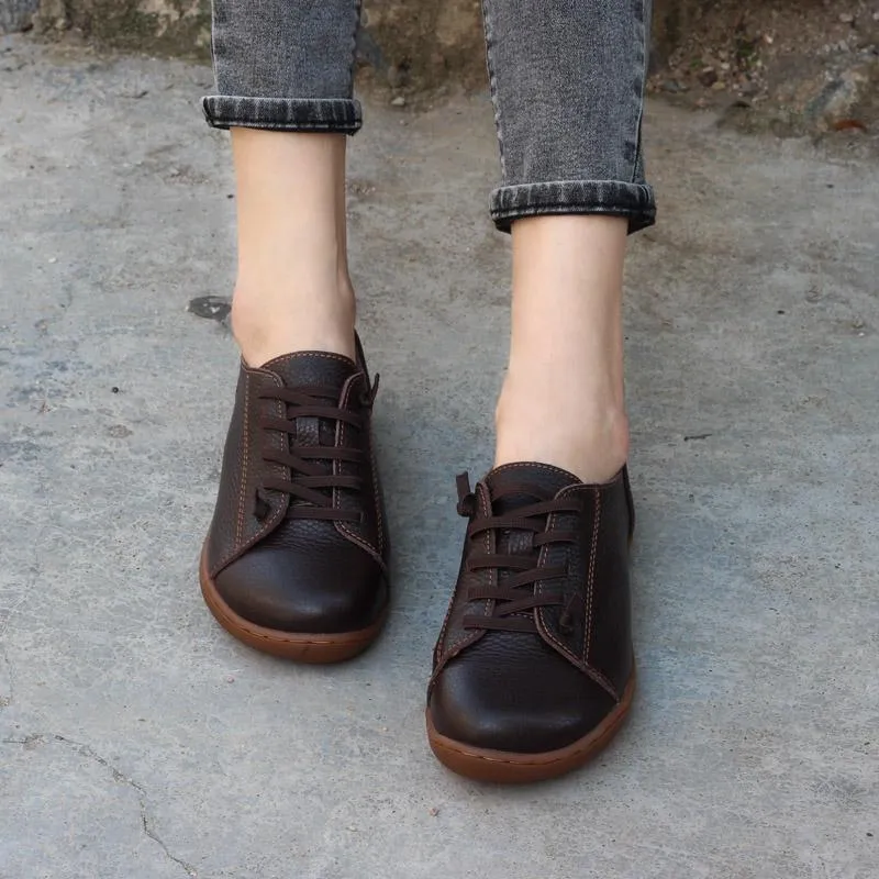 Womens Handmade Leather Oxfords & Tie Flats Coffee/Black/Brown/Red/Beige